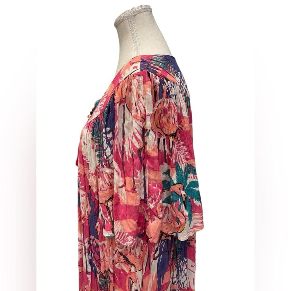 Go Softly Patio Floral Crinkle Midi Dress Women’s XL - Picture 5 of 11